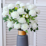 Planta Flor Artificial Peonia Decoracion Hogar 3 Flores - Imagen 7