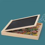 Caja Pizarra Doble Puzzle En Madera + Marcador Y Tiza - Imagen 5