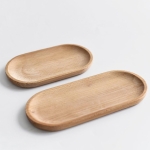 Bandeja Ovalada De Bambú Plato Madera Diseño Moderno - Imagen 2