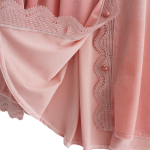 Pijama Terciopelo Para Dama De Invierno 2 Piezas Con Encaje - Imagen 12