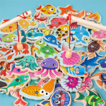 Juego De Pesca Magnetico De Madera 50 Animales Marinos - Imagen 3