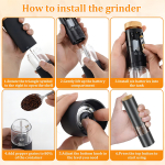 Molinillo Pimentero Eléctrico De Mano A Pilas Con Luz Color Negro - Imagen 5