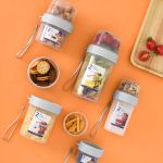 Vaso Contenedor Recipiente Plástico Doble Grande 310ml+760ml Color Transparente - Imagen 2