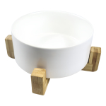 Comedero Bebedero Mascota Elevado Ceramica Base Madera - Imagen 8