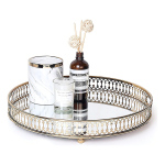 Bandeja Circular Dorada Nórdica Espejada Decorativa Grande - Imagen 2