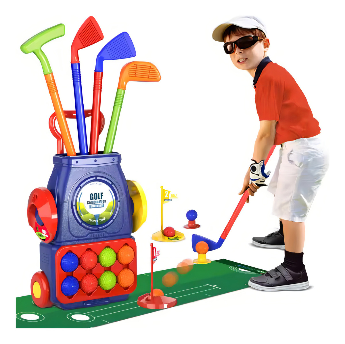 D_805423-MLA99492668816_112025-F.jpg Set Juego Mini Golf Infantil Palos Pelotas Hoyos Color Azul - Imagen 1