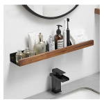 Estante De Almacenamiento Para Baño De Pared Con Madera Color Negro - Imagen 2