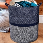 Cesto Para Ropa Sucia Gran Capacidad Algodon Navy - 42x36 - Imagen 8
