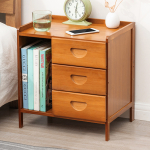 Mesa De Luz Dormitorio Con Tres Cajones Espacio Para Libros - Imagen 7
