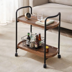 Carrito Organizador De Madera Con Ruedas Para Cocina Hogar Color Madera Oscura - Imagen 3