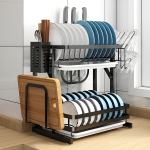 Seca Platos Escurridor Plegable Acero Inoxidable 2 Niveles - Imagen 4