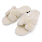 Pantufla Chata Super Peluda Para Dama Cruzada Abierta - Imagen 8