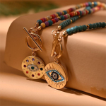 Collar Amuleto Ojo Turco Colorido Con Cuentas De Piedra - Imagen 4