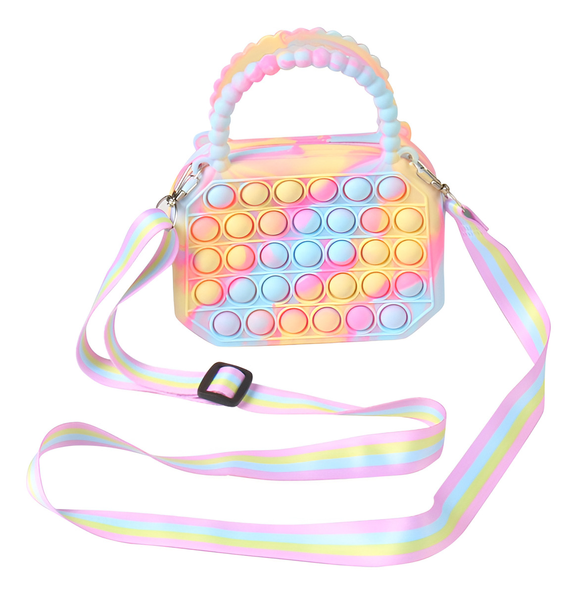 D_821102-MLU89780665375_082025-F.jpg Mini Cartera Bolsito Infantil Pop It Multicolor Animado - Imagen 1