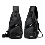 Morral Unisex Urbano Mochila De Hombro Con Usb Cuero Pu Color Negro Diseño De La Tela Lisa - Imagen 6