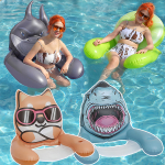 Inflable Silla Para Piscina Diseño Animales Color Tiburón - Imagen 3
