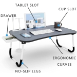 Mesa Plegable Para Laptop Tablet Con Portavaso Y Cajón - Imagen 3