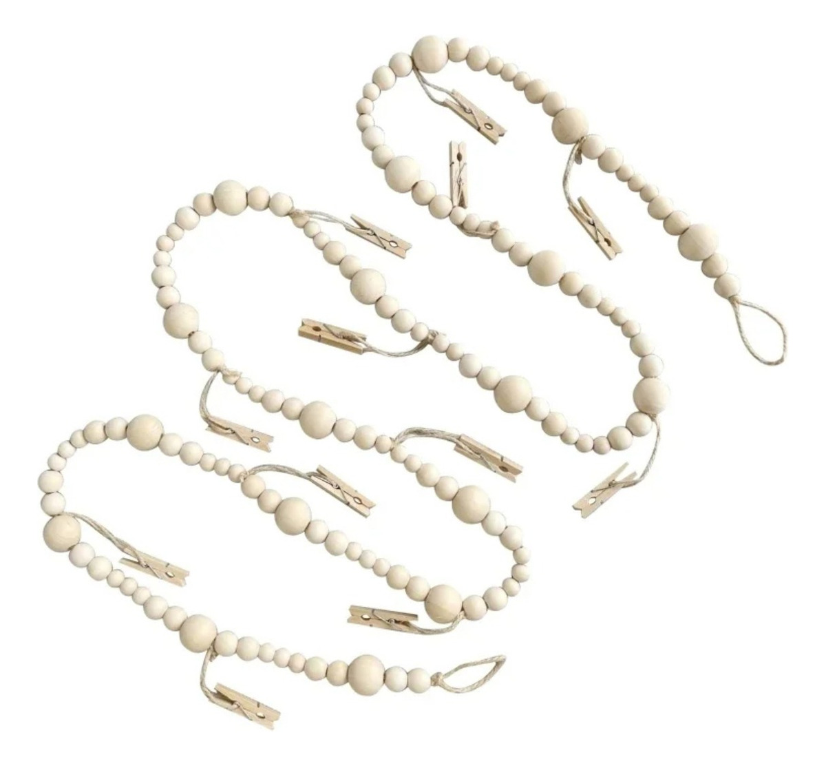 D_828688-MLU77297759343_062024-F.jpg Guirnalda Bolas De Madera Con 12 Clips Para Fotografias - Imagen 1