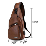 Morral Unisex Urbano Mochila De Hombro Con Usb Cuero Pu Color Negro Diseño De La Tela Lisa - Imagen 7