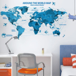 Vinilo Adhesivo Pared Mapa Mundi Planisferio 100x55 Cm - Imagen 2