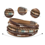 Pulsera Brazalete De Piedra Multicapa Bohemio Retro - Imagen 6