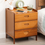 Mesa De Luz Bamboo Tres Cajones Para Dormitorio - Imagen 2
