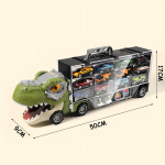 Juguete Niños Dino Camión Rampa 10 Autos 12 Dinosaurios Color Verde Personaje Dinosaurio - Imagen 5