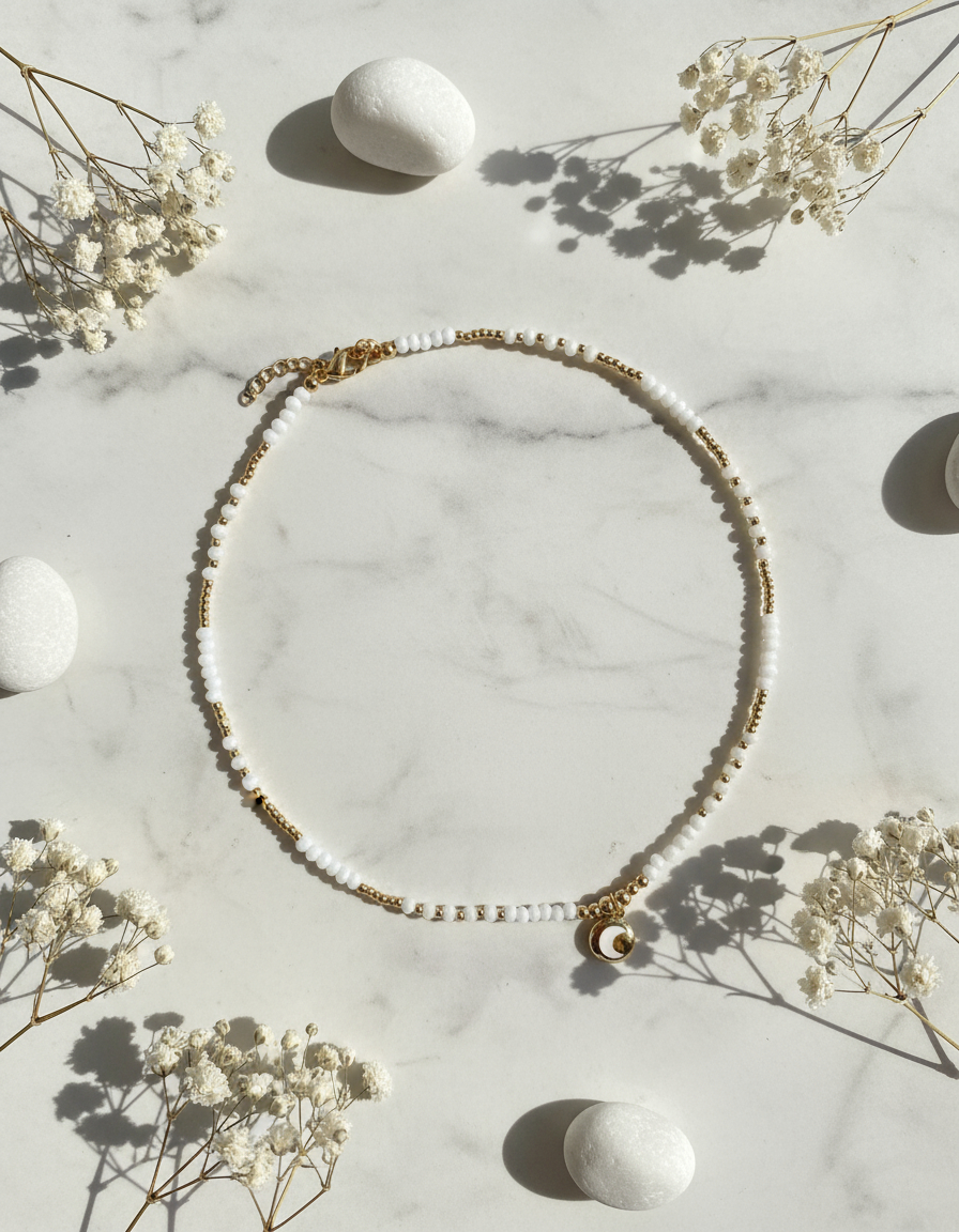 D_849487-MLU96999869366_112025-F.jpg Collar De Cuentas Naturales Con Dije Arcilla Con Detalles - Imagen 1