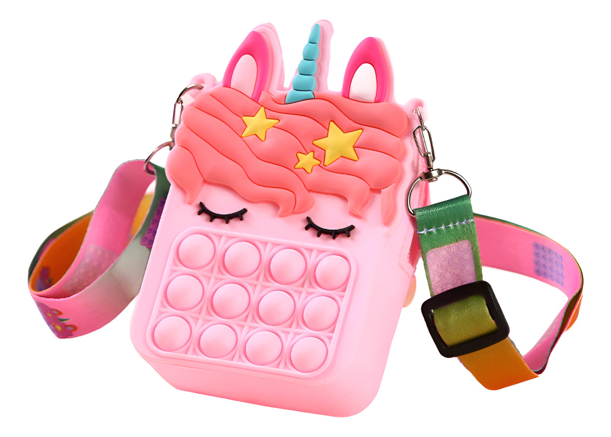 D_851385-MLU79743031002_102024-F.jpg Mini Bolso Infantil Cartera Bandolera Popit Diseño Unicornio - Imagen 1
