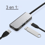 Adaptador Hub Tipo C 3 Puertos Usb Y Hdmi 4k Usb 3.0 - Imagen 4