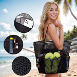 Bolso De Malla Para Playa Grande De Mano Con 5 Bolsillos - Imagen 7