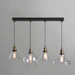 Lampara Colgante De Techo Con Pantallas De Vidrio Elegante Estructura Negro - Imagen 3