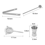 Set 5 Piezas Juego Cocteleria Barman Acero Inoxidable - Imagen 2