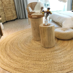 Alfombra Redonda De Rattan Grande Sala De Estar Dormitorio - Imagen 6