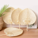 Abanico Decorativo En Mimbre Estilo Hoja De Palma Corazón - Imagen 4