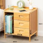 Mesa De Luz Dormitorio Con Tres Cajones Espacio Para Libros - Imagen 10