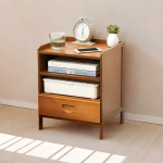 Mesa De Luz Bamboo Un Cajon Doble Estante - Imagen 6