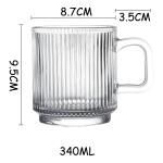 Taza Mango De Vidrio Con Tapa Bambo Diseño Elegante Té Café Color Transparente Rayas Verticales Bambo - Imagen 6