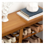 Zapatero Con Asiento Dos Estantes Organizador Zapatos Color Marrón - Imagen 3