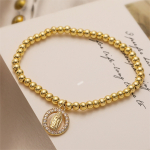 Pulsera Con Colgante Dije Catolico Delicado Color Dorado Diámetro 18.03 Cm - Imagen 2