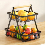 Canasto Organizador De Frutas Y Verduras 2 Niveles Metal - Imagen 4