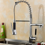 Canilla Cocina Monocomando Flexible Doble Pico Cocina Acabado Brillante Color Plateado - Imagen 2