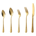 Juego De Cubiertos De Acero Inoxidable Dorados Arabescos - Imagen 2