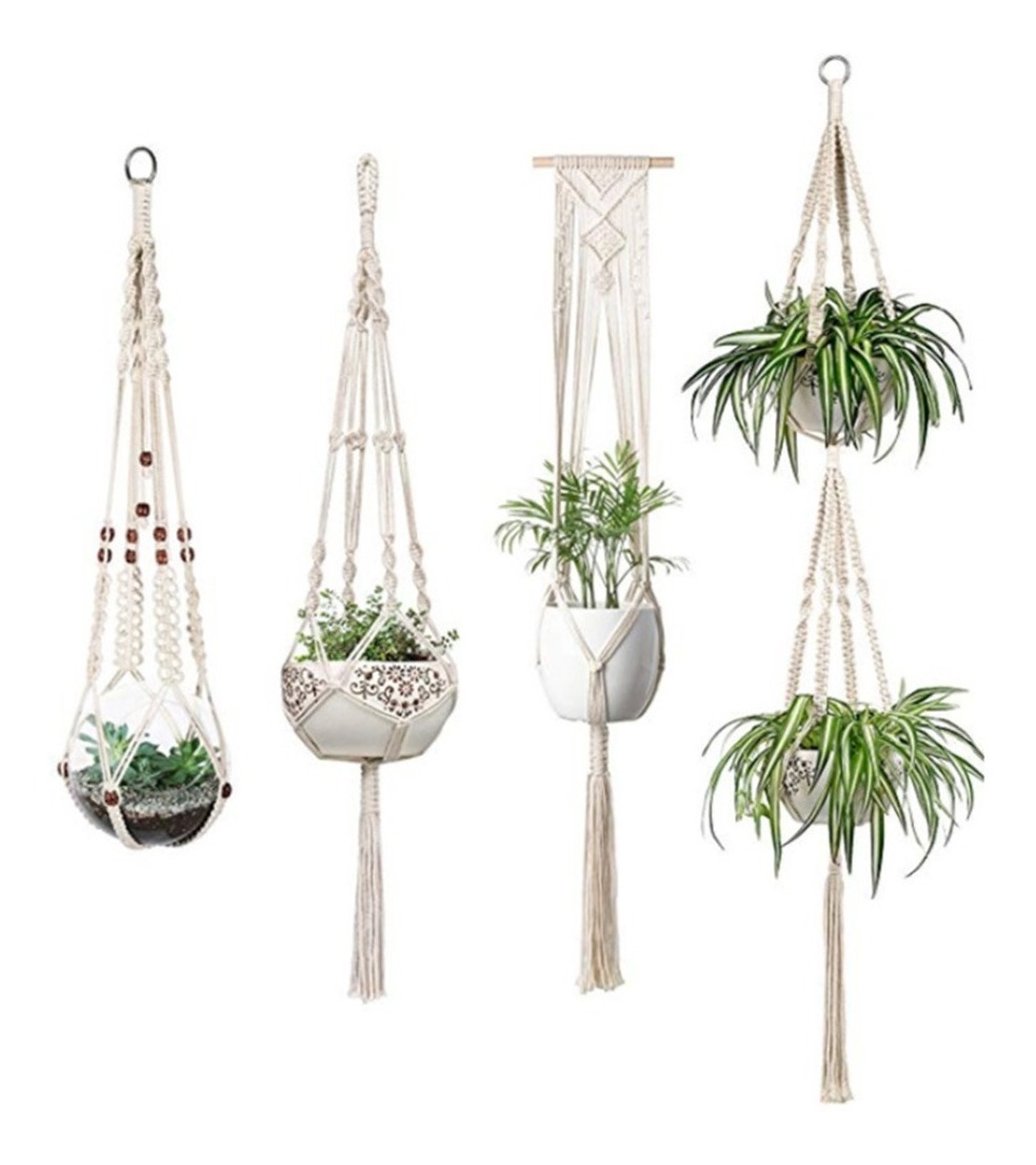 D_882041-MLU49041115251_022022-F.jpg Porta Macetas Tejidos En Macrame Pack X 4 - Varios Diseños - Imagen 1
