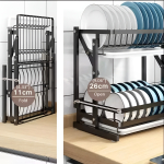 Seca Platos Escurridor Plegable Acero Inoxidable 2 Niveles - Imagen 3