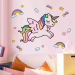 Vinilo Decorativo Infantil Unicornio Saltando Pared Sticker - Imagen 3