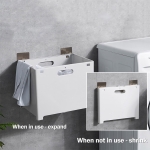 Cesto Ropa Sucia Plegable Para Colgar Pared Baño Caja Grande - Imagen 4