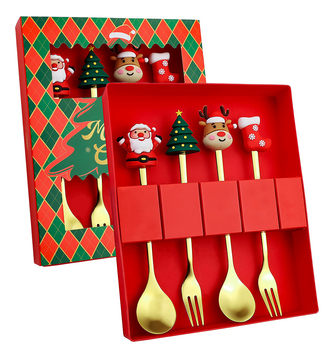 D_887427-MLU93114644883_092025-F.jpg Set X 4 Cubiertos Navidad 4piezas Papa Noel Decoracion Hogar - Imagen 1