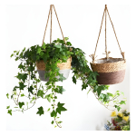 Cesto Porta Maceta Colgante En Ratan Tejido Forrado Grande - Imagen 17