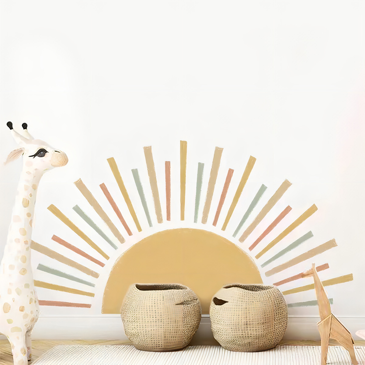 D_891047-MLA100107198851_122025-F.jpg Vinilo Decorativo De Pared Sol Boho Adhesivo Sticker Color Dorado Oscuro - Imagen 1